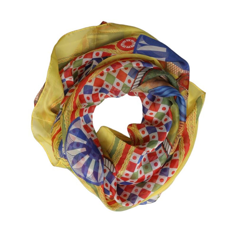 Dolce & Gabbana Multicolor Silk Carretto Foulard Women's Scarf